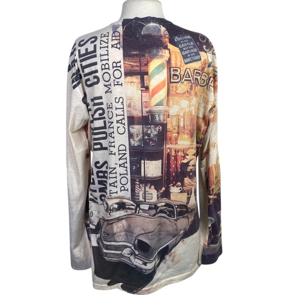 Just Cavalii Graphic Long Sleeve Tee Shirt Cars 3X tan cream - Picture 3 of 10